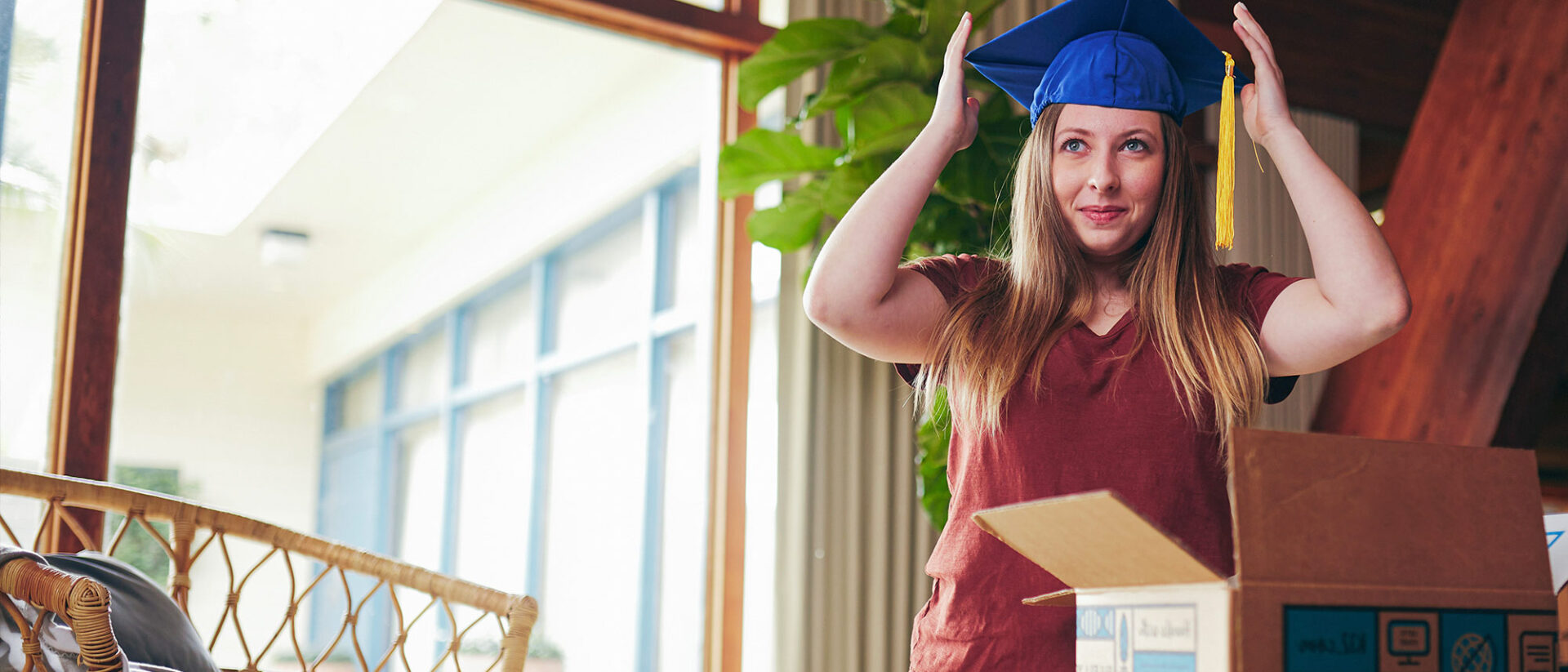 Graduated student wearing a graduation hat