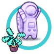Violet avatar with a plant