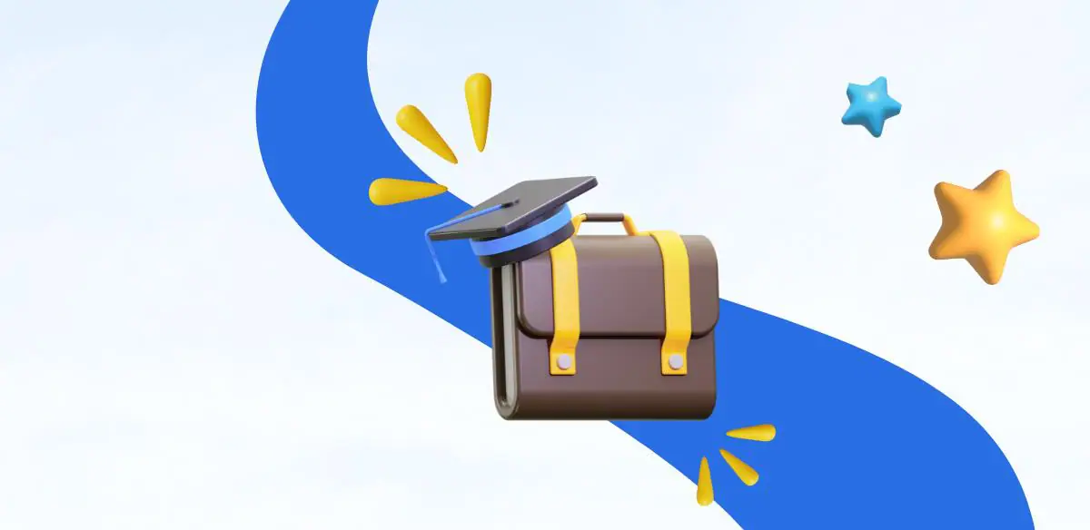 Suitcase and graduation hat